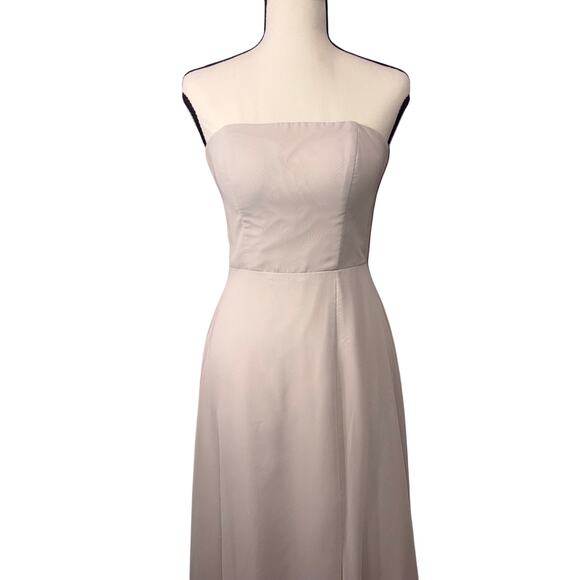Azazie Dresses & Skirts - Azazie Wren Formal Taupe Bridesmaid Gown Strapless A-Line Silde Slit A2